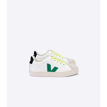 Veja ESPLAR LEATHER Kids' Sneakers White/Green/Black | NZ 820NWY